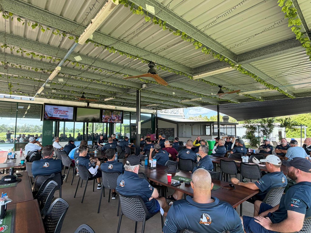 Members gathered at the clubhouse for a presentation